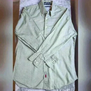 Tommy Hilfiger Mens Shirt Large Green Original Oxford Long Sleeve Button Down